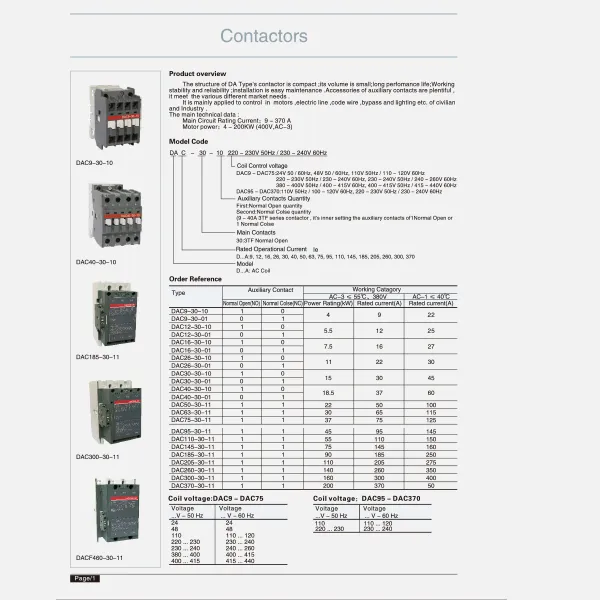 Un contactor serie-catálogo-de CDADA